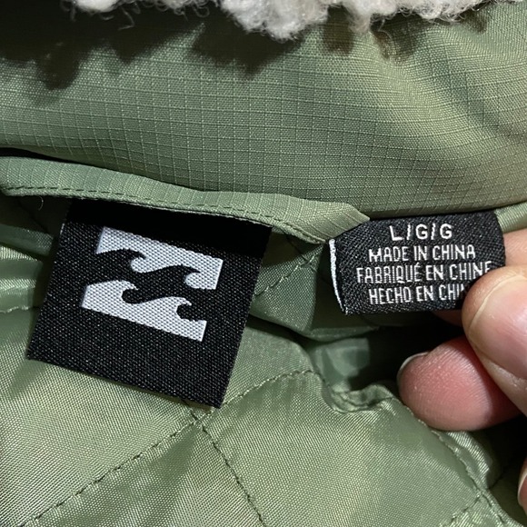 Billabong Northern Shore Hooded Sherpa Fleece Jacket Sea Spray L Quilted Lining - Picture 12 of 12